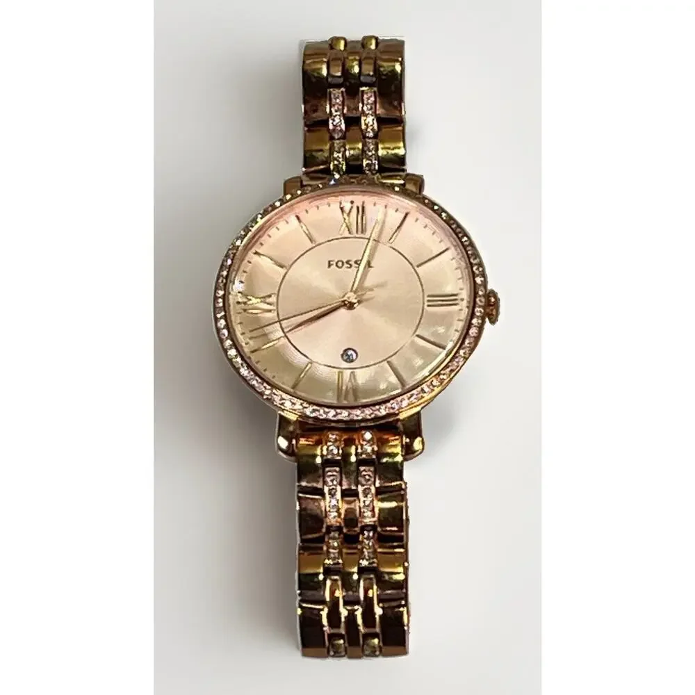 Fossil Jacqueline ES3546 Women’s Rose Gold Crystal Quartz Watch 36mm Date